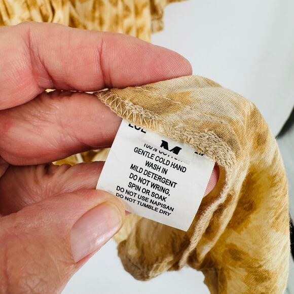 Lola Australia Leopard Print Cotton Boho Tiered Midi Dress Tan Beige Size M - Picture 8 of 9